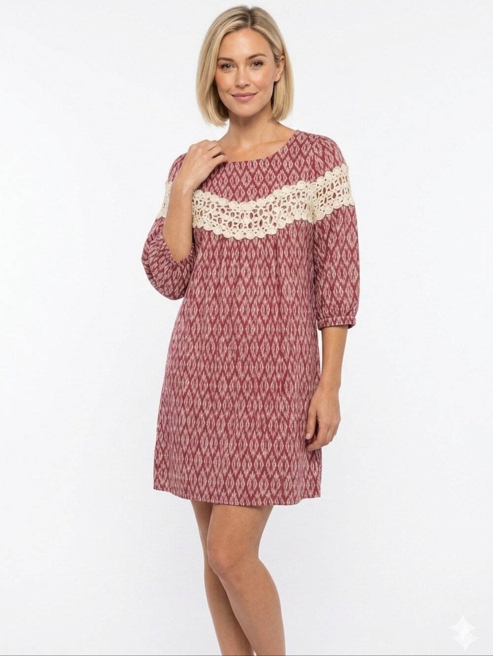 Kori America Red Lace Boho Mini Dress / Tunic